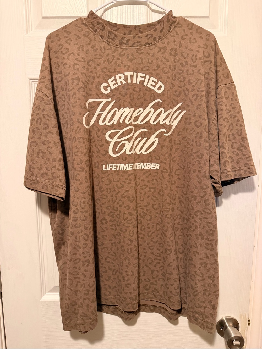 Certified Homebody Club Graphic Tee - Brown Leopard Print